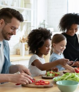 family preparing food