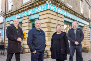 Representatives from the council, Point North and PACT House in Stanley, which has received funding from the Welcome Spaces Fund